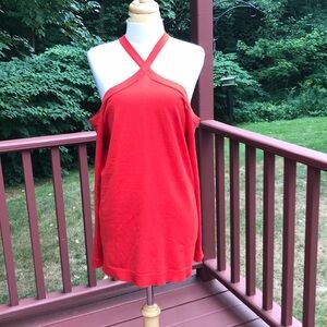 NWT! TORRID size 1X red cold shoulder sweater top